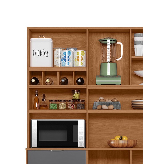 Top left section of the Viena kitchen kit showing interior shelving