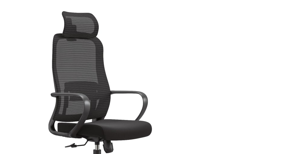 Upper section of black Office Chair HT-501A on white background