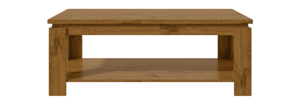 Athenas Coffee Table in soft oak, showing top and front view